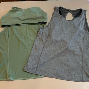 Avia Olive Green Athletic Tank& Avia Gray Athletic Tank. Built in Bras. Size L.​